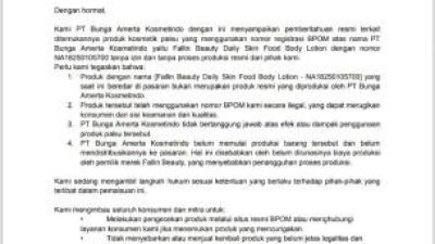 Berikut ini Tanggapan Tegas BPOM dan PT Bunga Amerta Soal Produk Palsu Fallin Beauty